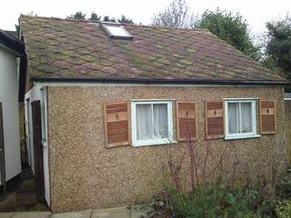 Garage with asbestos tiles