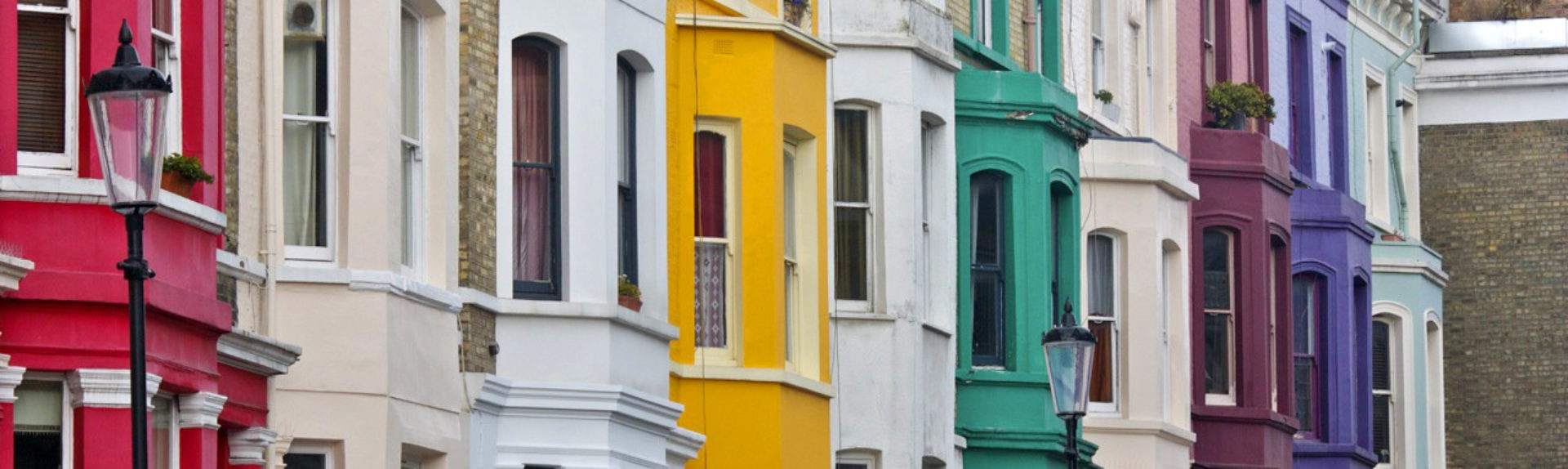 Brightly coloured terraced houses