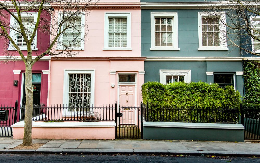 Brightly coloured terraced houses