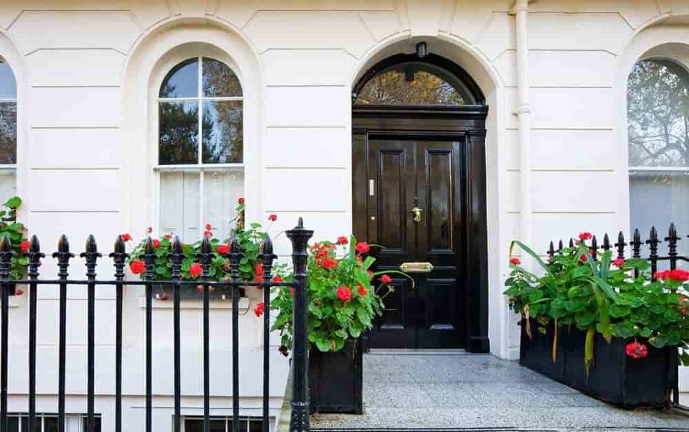 london house with black door