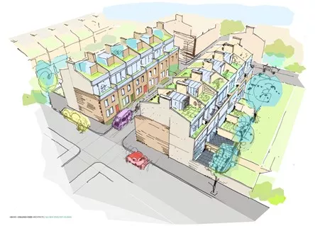 Diagram of terraced houses from above